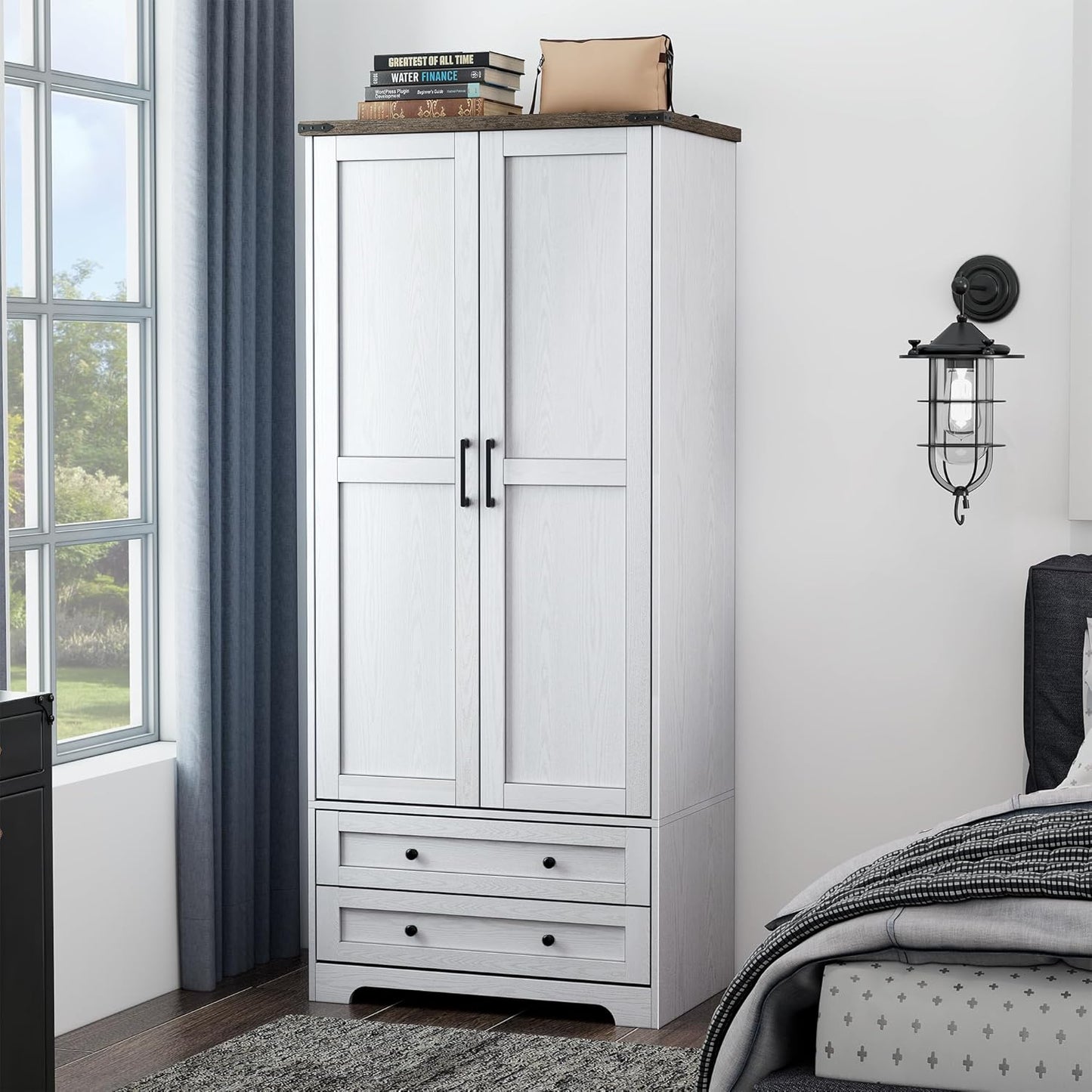 71" Modern Wooden Armoire Wardrobe Closet