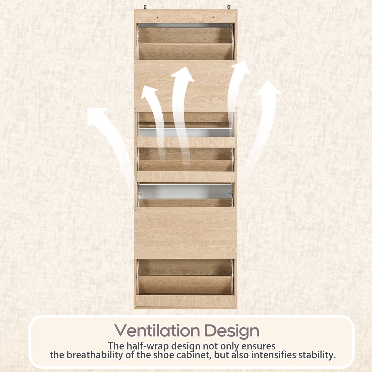 Brafabhome Mirror Shoe Cabinet with 5 Flip Doors, 30-Pairs Shoe Organizer Cabinet for Hallway, Modern Entryway Shoe Storage for Slippers Sneakers | Nature