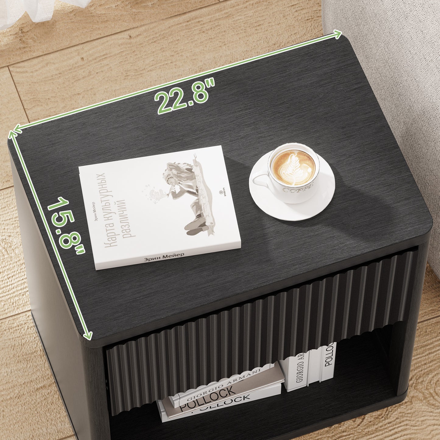 Brafabhome Large Modern Nightstand, Night Stand with Small Built-in Drawers, Farmhouse Mid Century Accent End Table Bedside Table for Living Room Bedroom