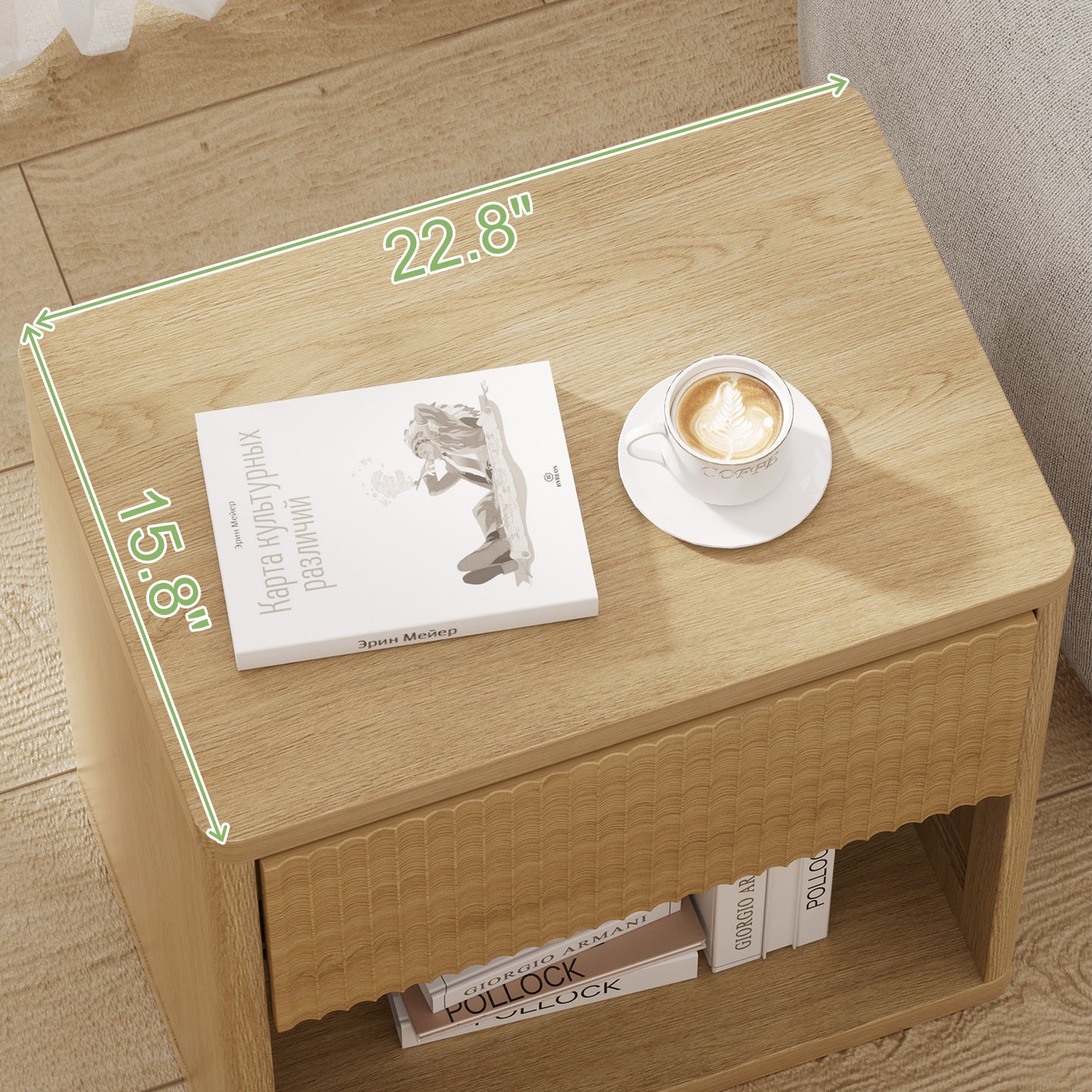 Brafabhome Large Modern Nightstand, Night Stand with Small Built-in Drawers, Farmhouse Mid Century Accent End Table Bedside Table for Living Room Bedroom