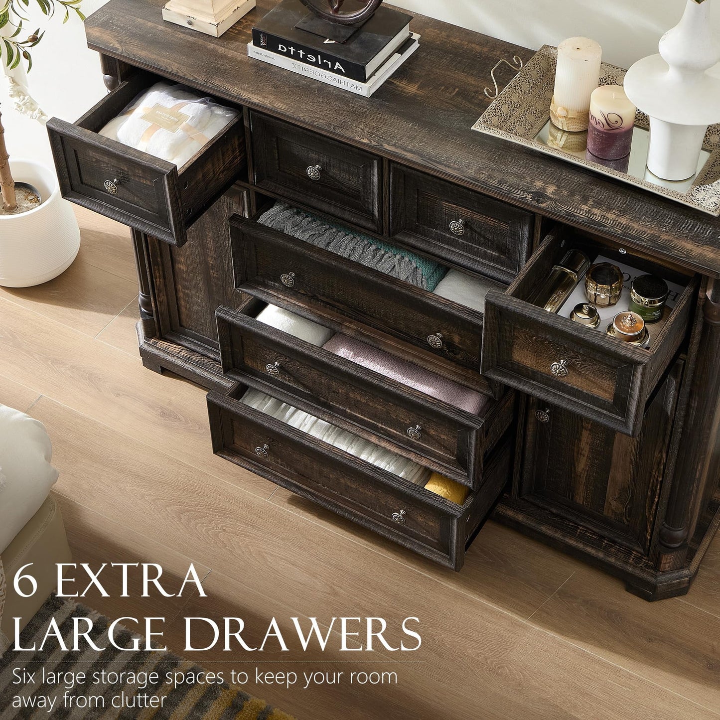 Brafabhome 62'' Buffet Cabinet with Storage,Large Sideboard Kitchen Cabinet with 4 Doors and 4 Drawer
