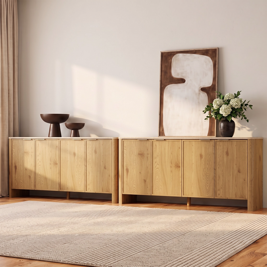 Brafabhome Modern Curved Buffet Cabinet with Storage, 63" Wide Wooden Modular Sideboard Cabinet with Faux Marble Top & Adjustable Shelf for Living Room Dining Room