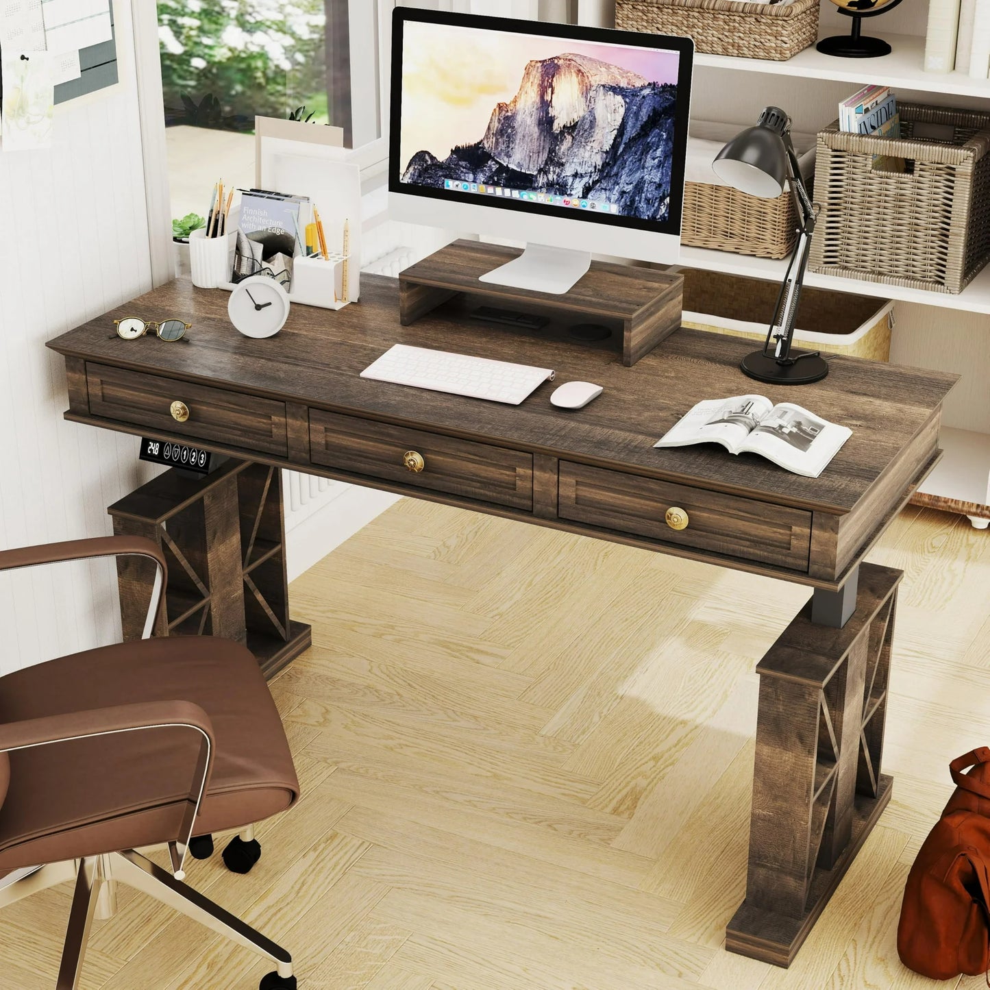 Brafabhome Electric Standing Desk, 51"×20" Electric Height, Adjustable Desk with Safety Alarms, Memory Presets - Ideal for Office and Home Workspace