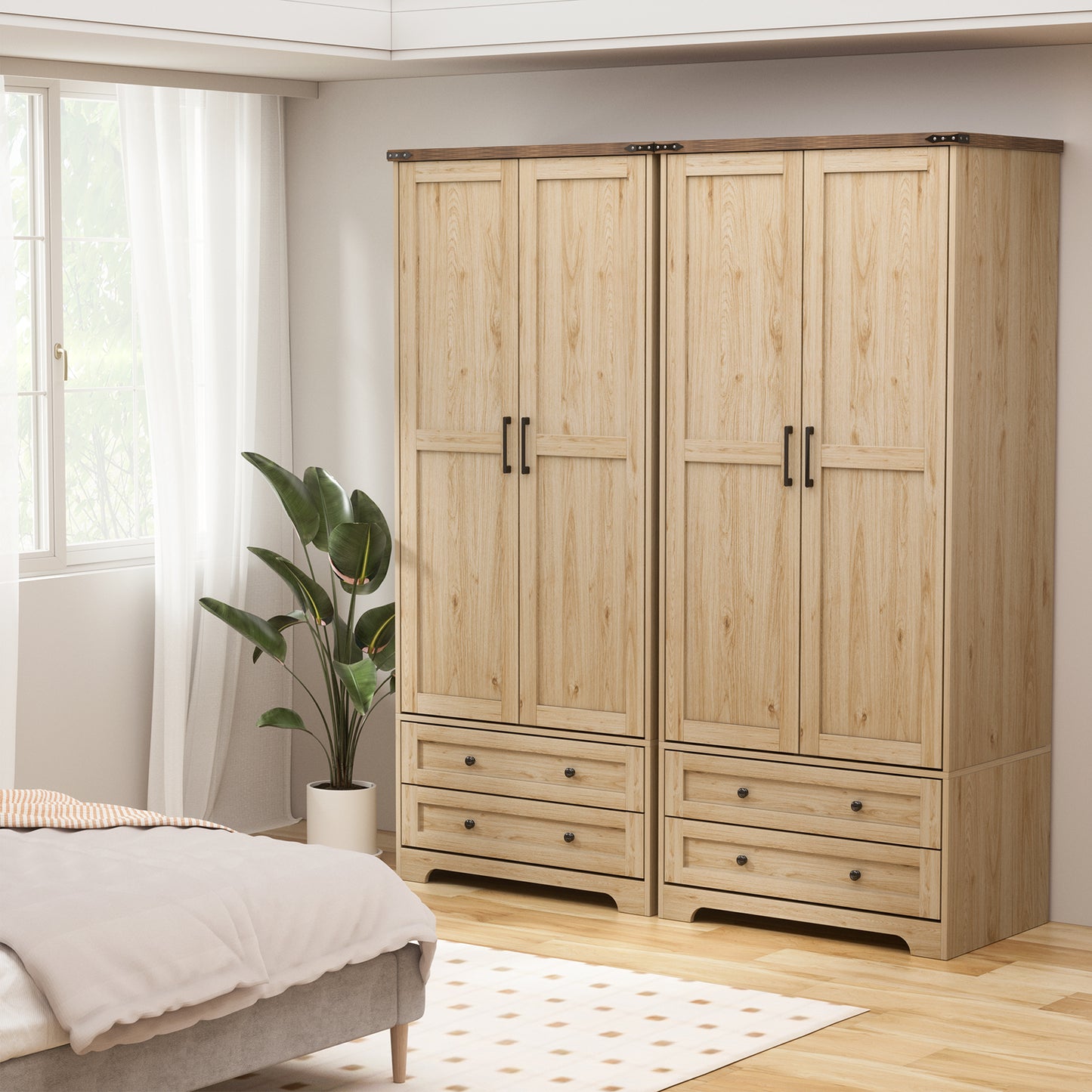 71" Modern Wooden Armoire Wardrobe Closet