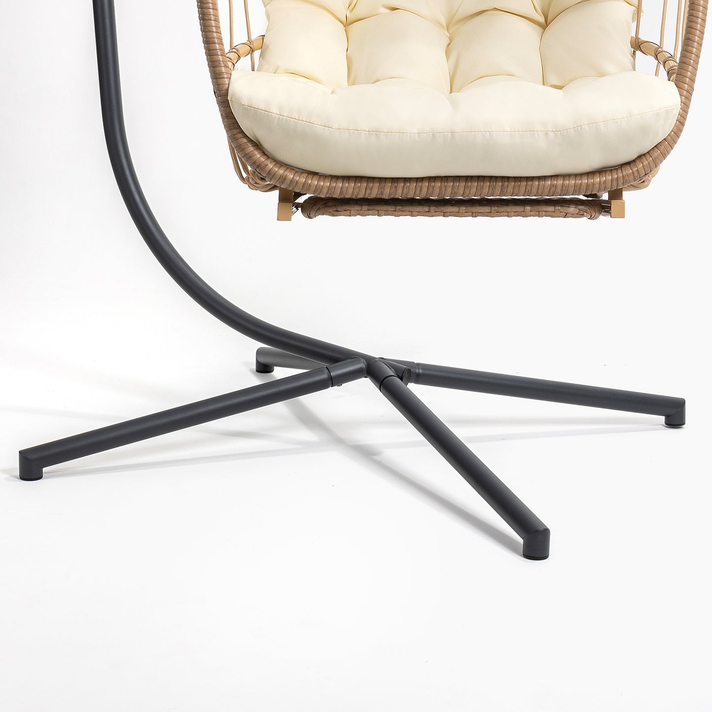 BRAFAB Outdoor Hammock Egg Hanging Chair with Cushion, Beige