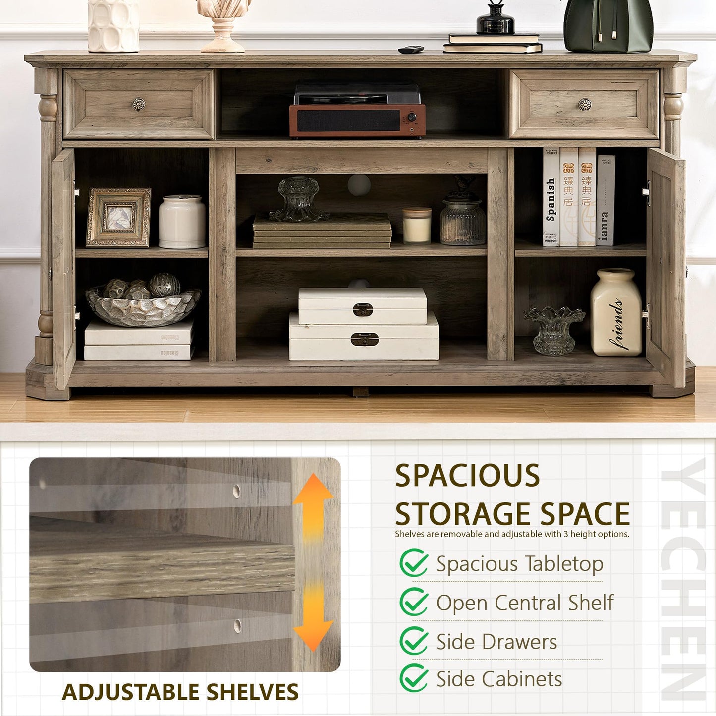 Brafabhome 62'' Buffet Cabinet with Storage,Large Sideboard Kitchen Cabinet with 4 Doors and 4 Drawer