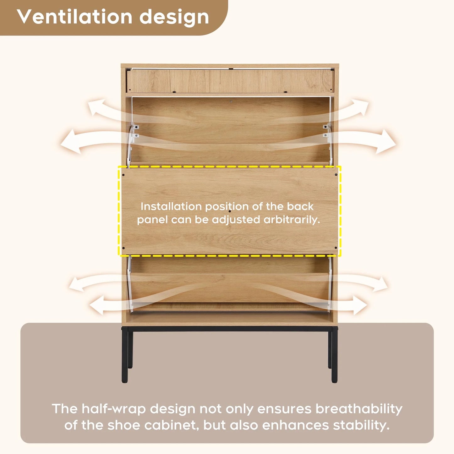 Brafabhome Shoe Storage Cabinet, Slim Entryway Upgraded Large Shoe Organizer with Rattan Doors