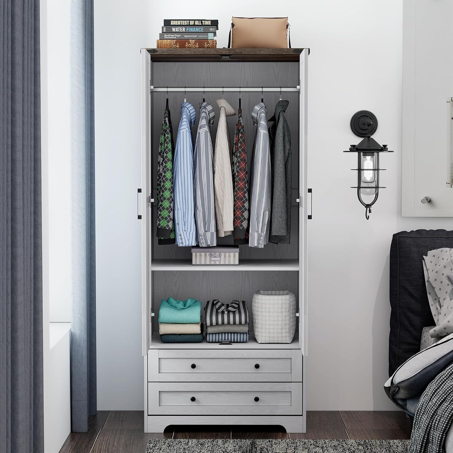 71" Modern Wooden Armoire Wardrobe Closet
