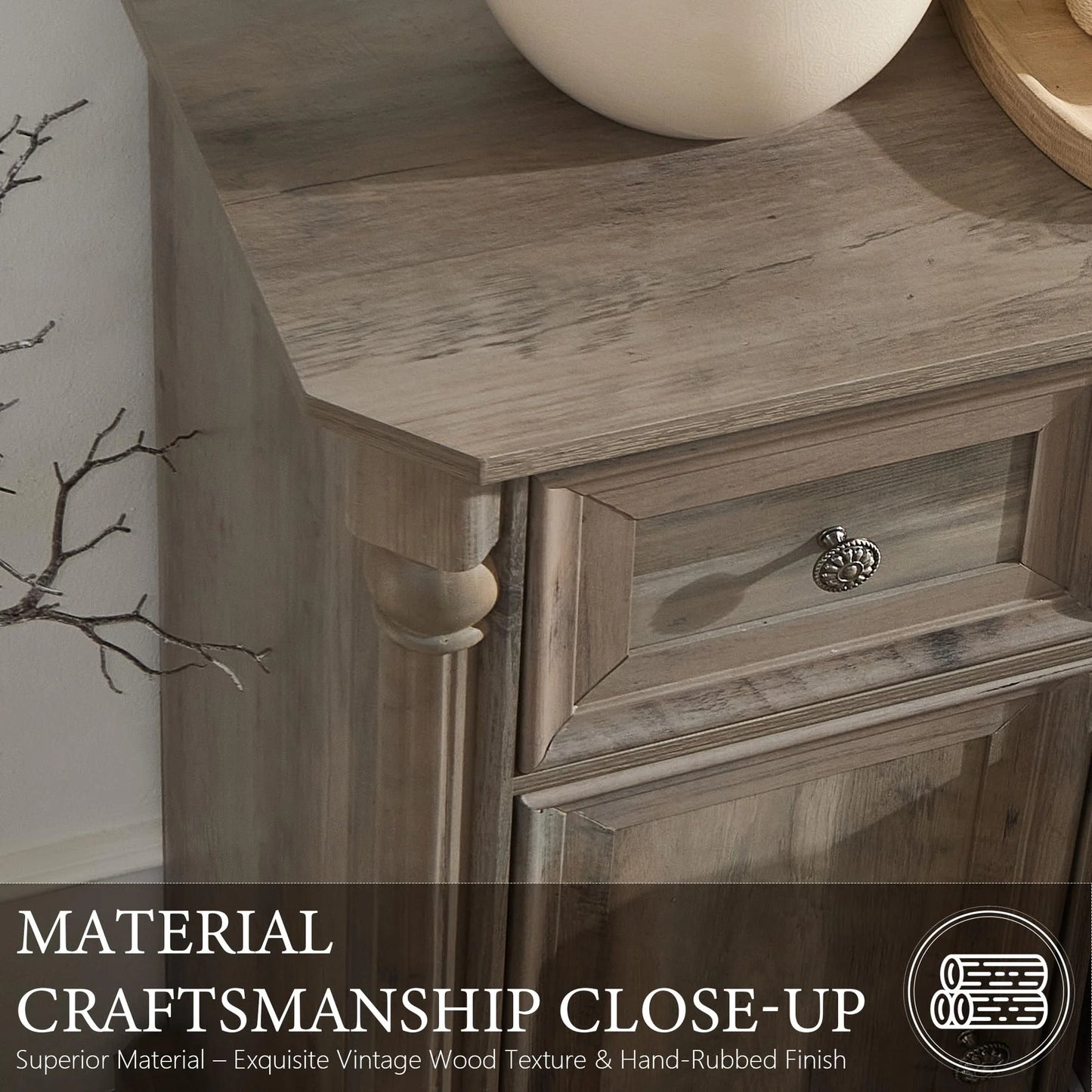 Brafabhome 62'' Buffet Cabinet with Storage,Large Sideboard Kitchen Cabinet with 4 Doors and 4 Drawer
