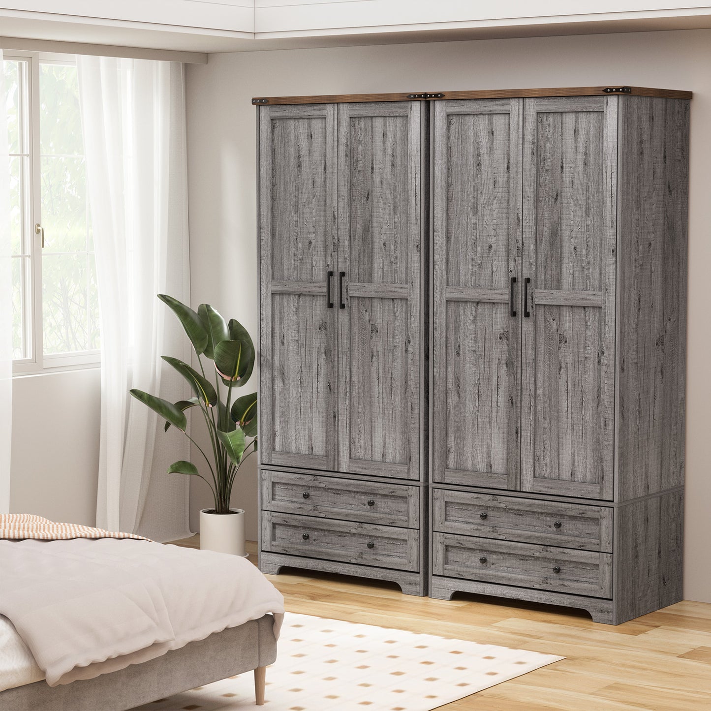 71" Modern Wooden Armoire Wardrobe Closet