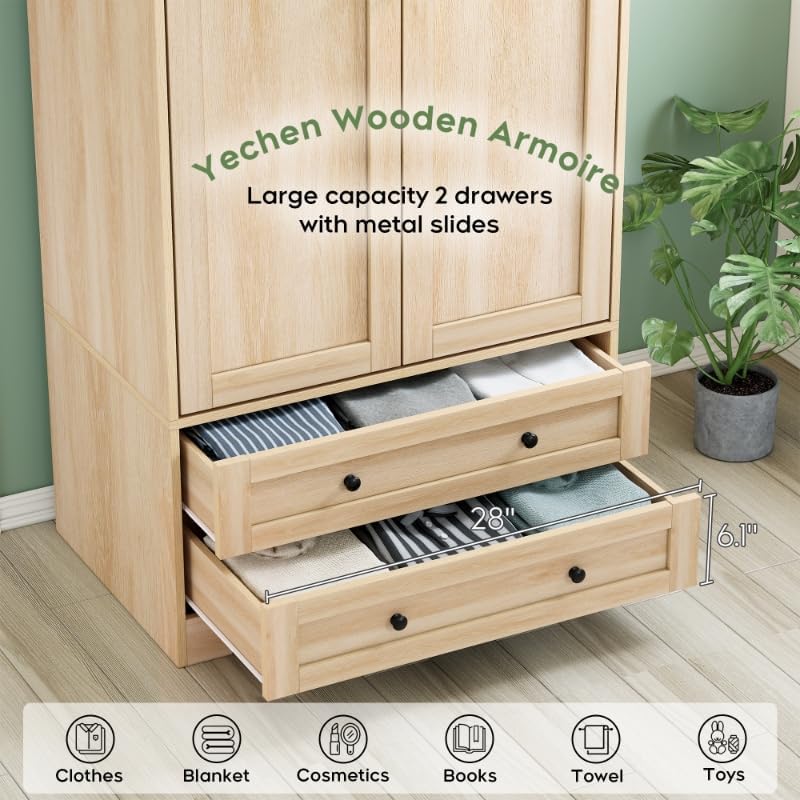 71" Modern Wooden Armoire Wardrobe Closet