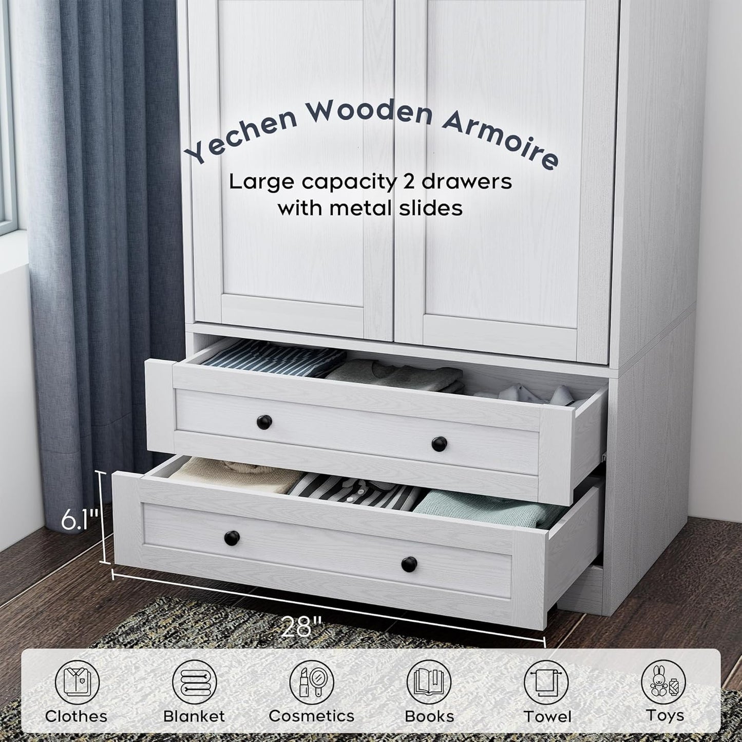 71" Modern Wooden Armoire Wardrobe Closet