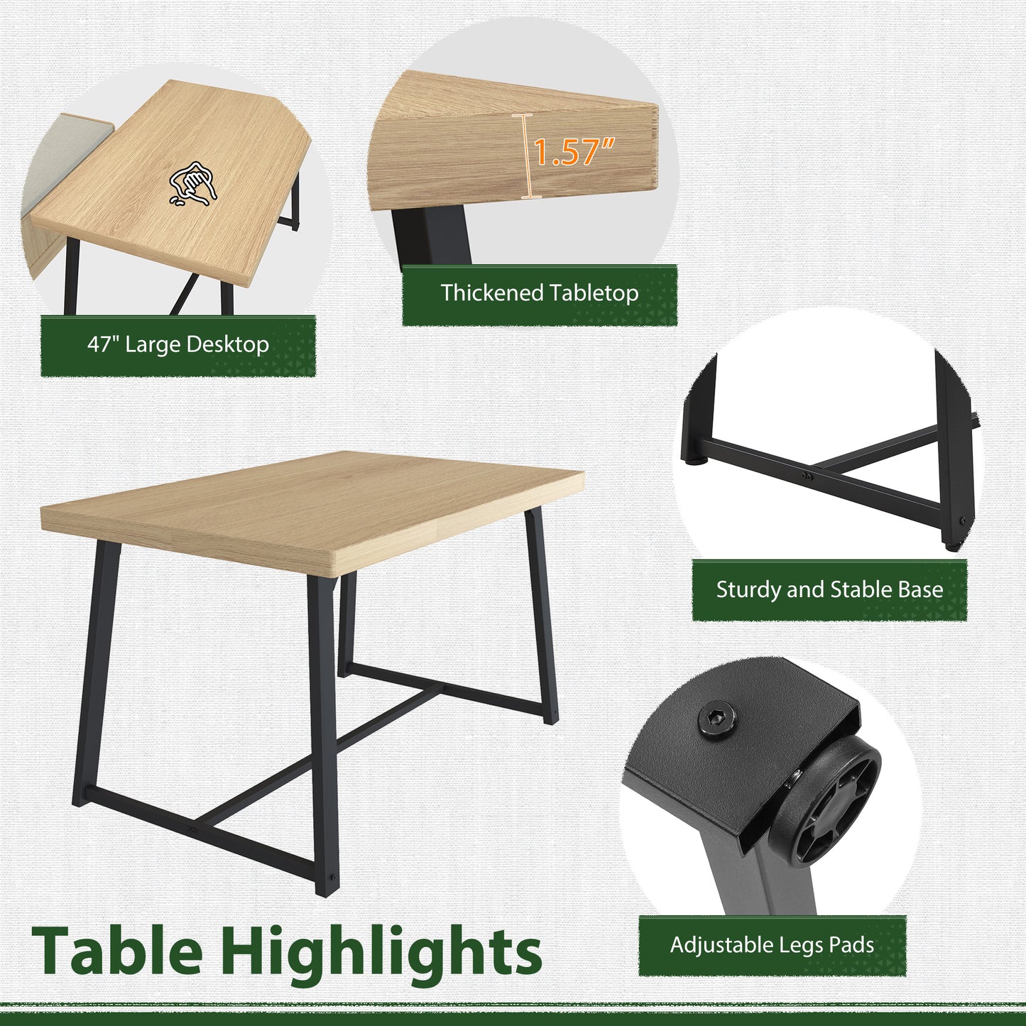 Brafabhome 6 PCS Dining Table Set with Storage Bench, Modern Corner Breakfast Nook with Cushions Stool for 6, Suitable for Kitchen and Dining Room