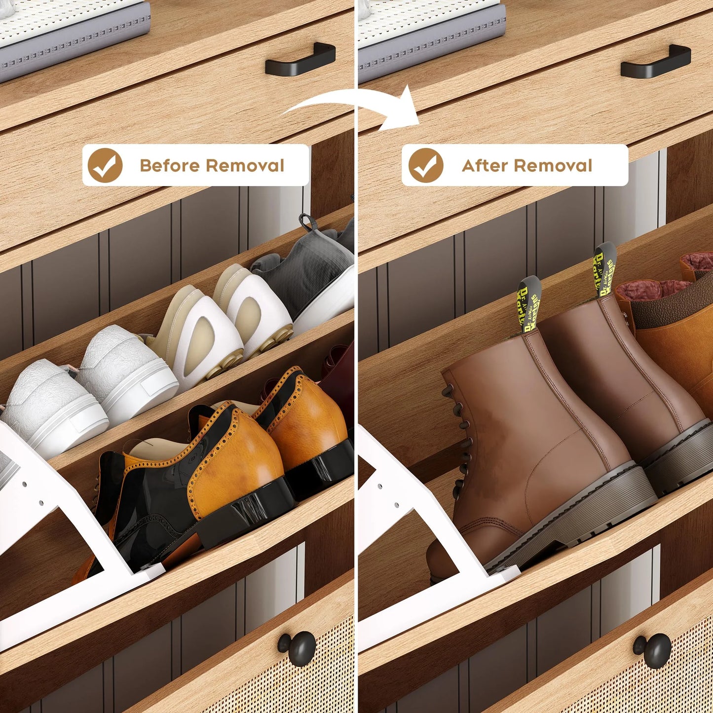 Brafabhome Shoe Storage Cabinet, Slim Entryway Upgraded Large Shoe Organizer with Rattan Doors