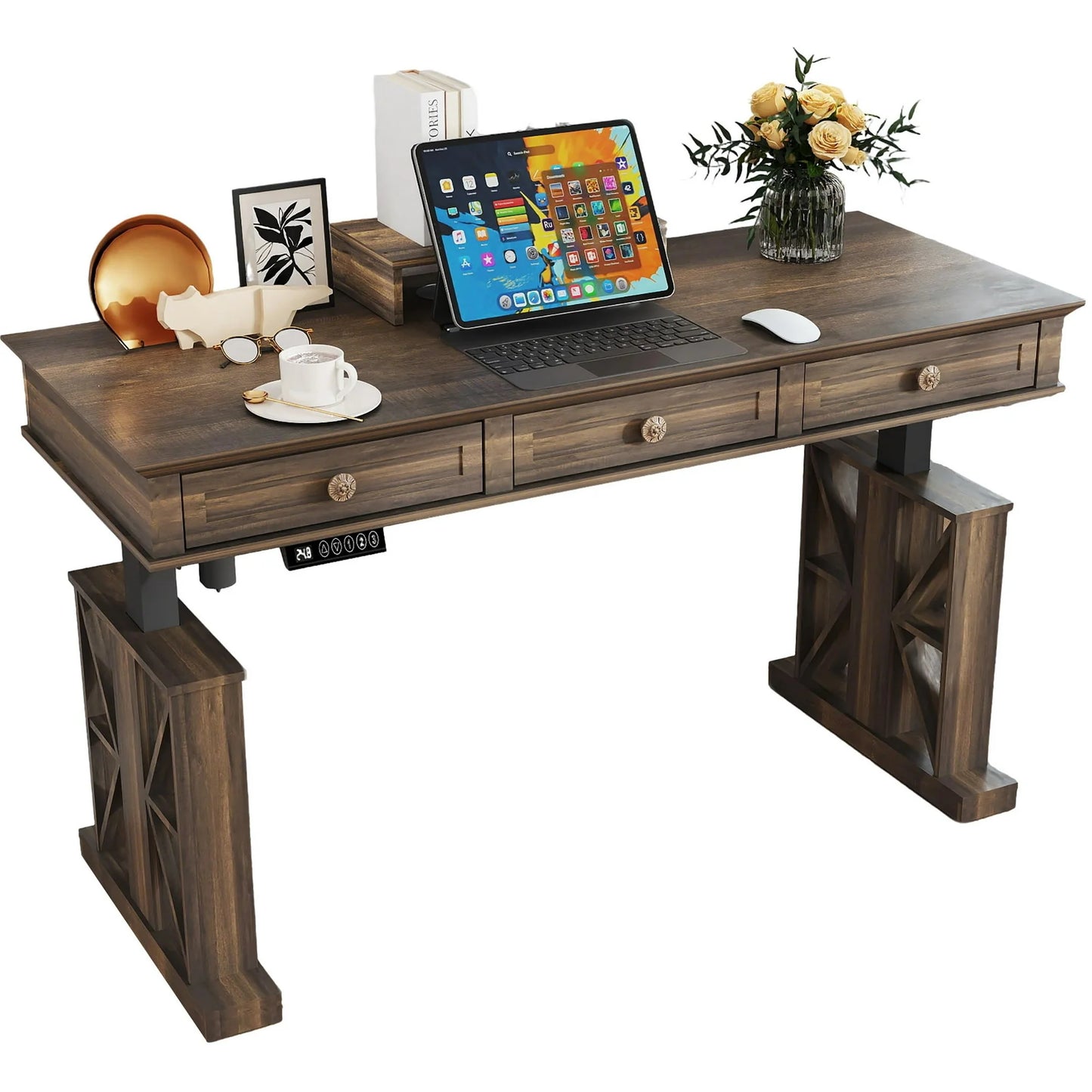Brafabhome Electric Standing Desk, 51"×20" Electric Height, Adjustable Desk with Safety Alarms, Memory Presets - Ideal for Office and Home Workspace