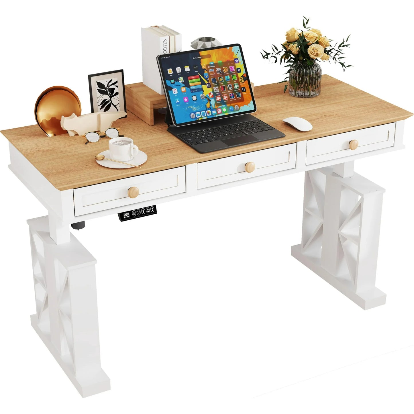 Brafabhome Electric Standing Desk, 51"×20" Electric Height, Adjustable Desk with Safety Alarms, Memory Presets - Ideal for Office and Home Workspace