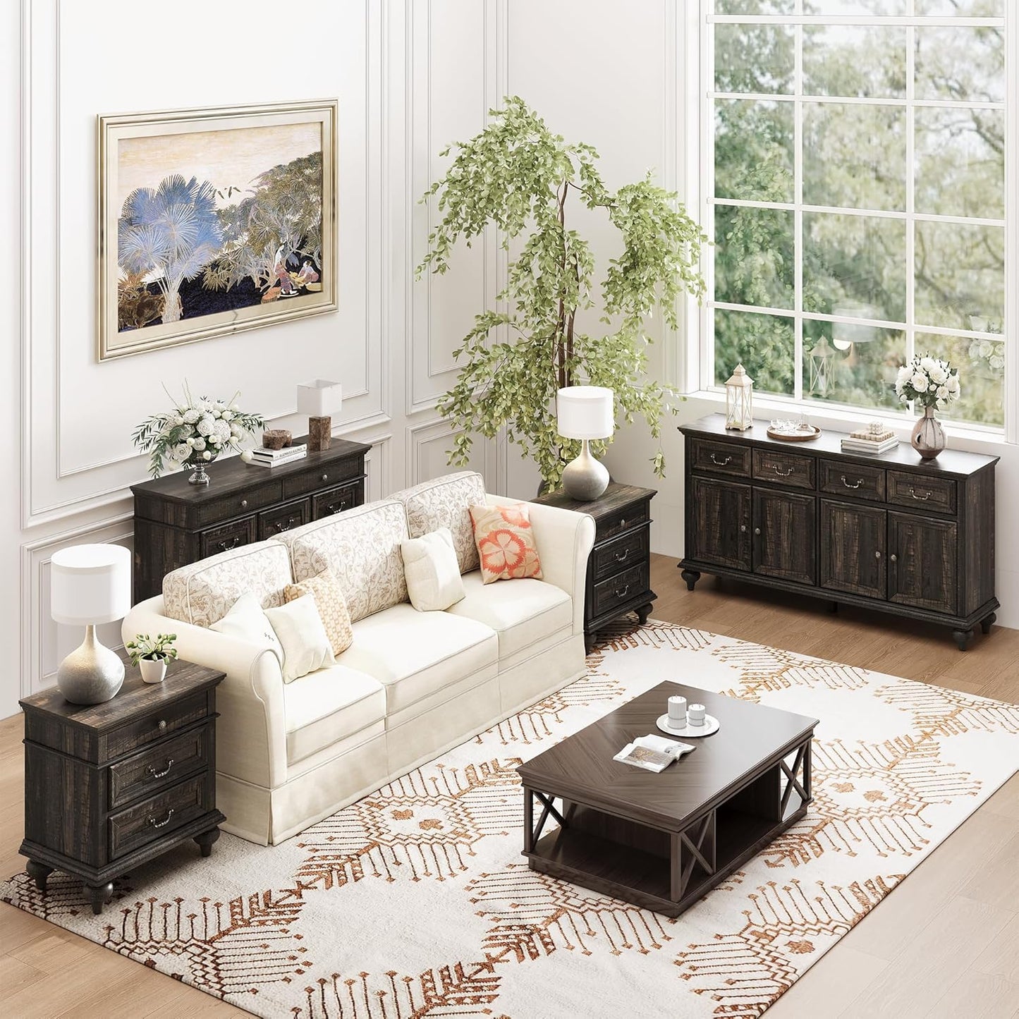 Brafabhome 62'' Buffet Cabinet with Storage,Large Sideboard Kitchen Cabinet with 4 Doors and 4 Drawer