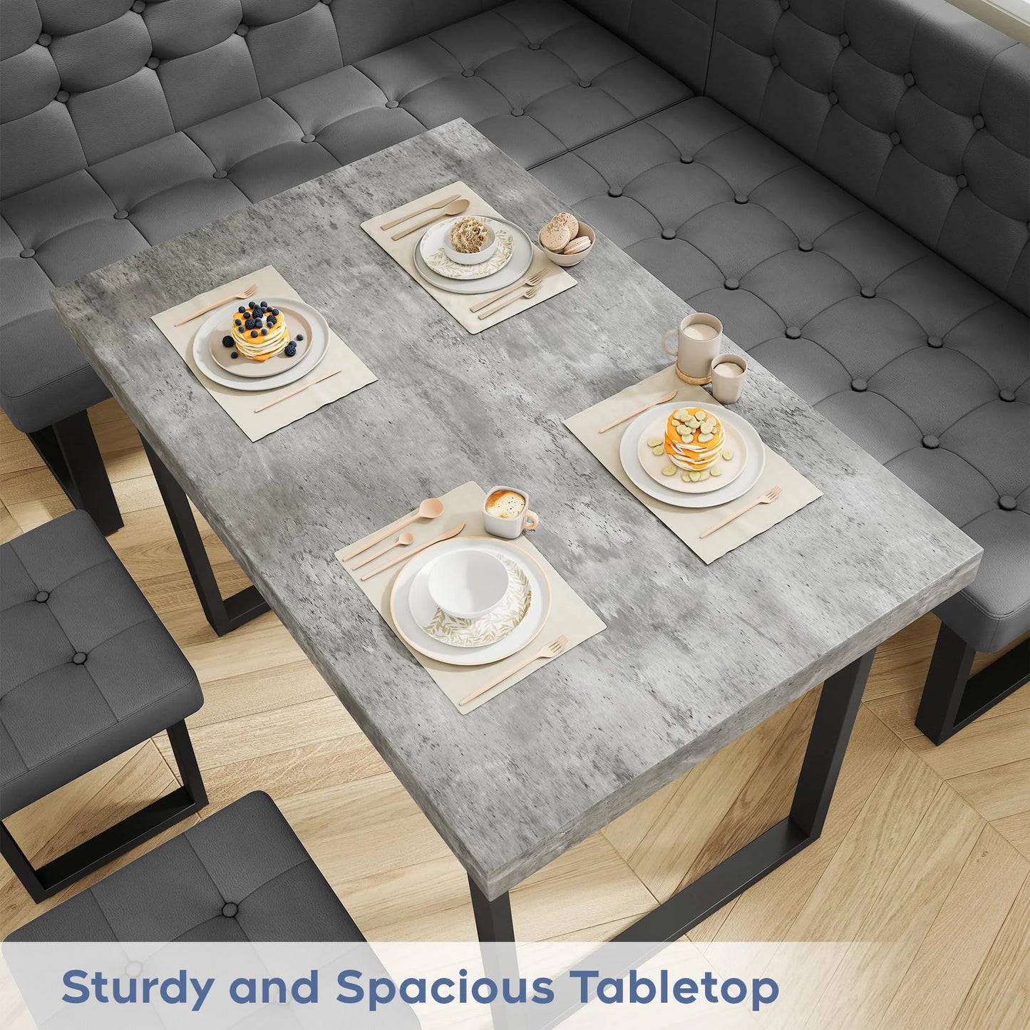 Brafabhome 71.6inch Corner Dining Breakfast Nook with Table and Bench Modern Table Set for Kitchen Dining Room