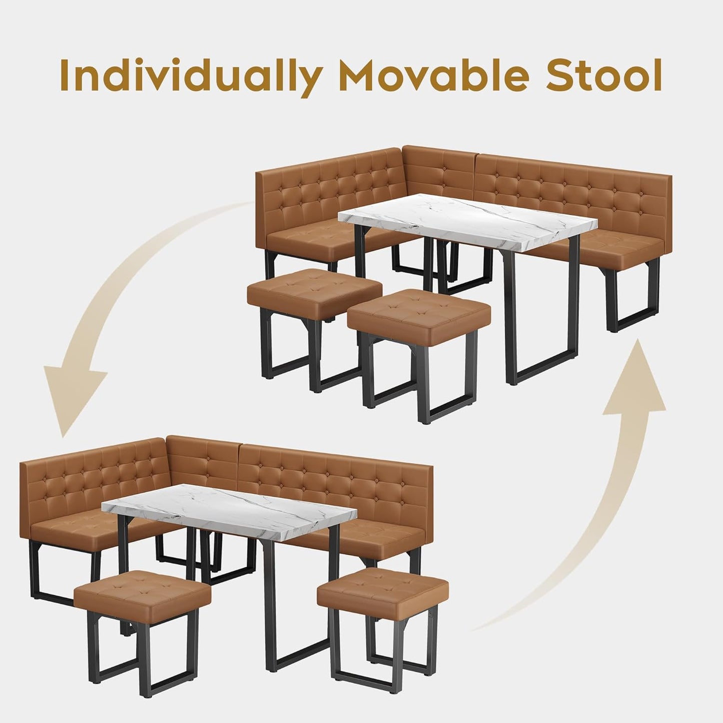 Brafabhome 71.6inch Corner Dining Breakfast Nook with Table and Bench Modern Table Set for Kitchen Dining Room