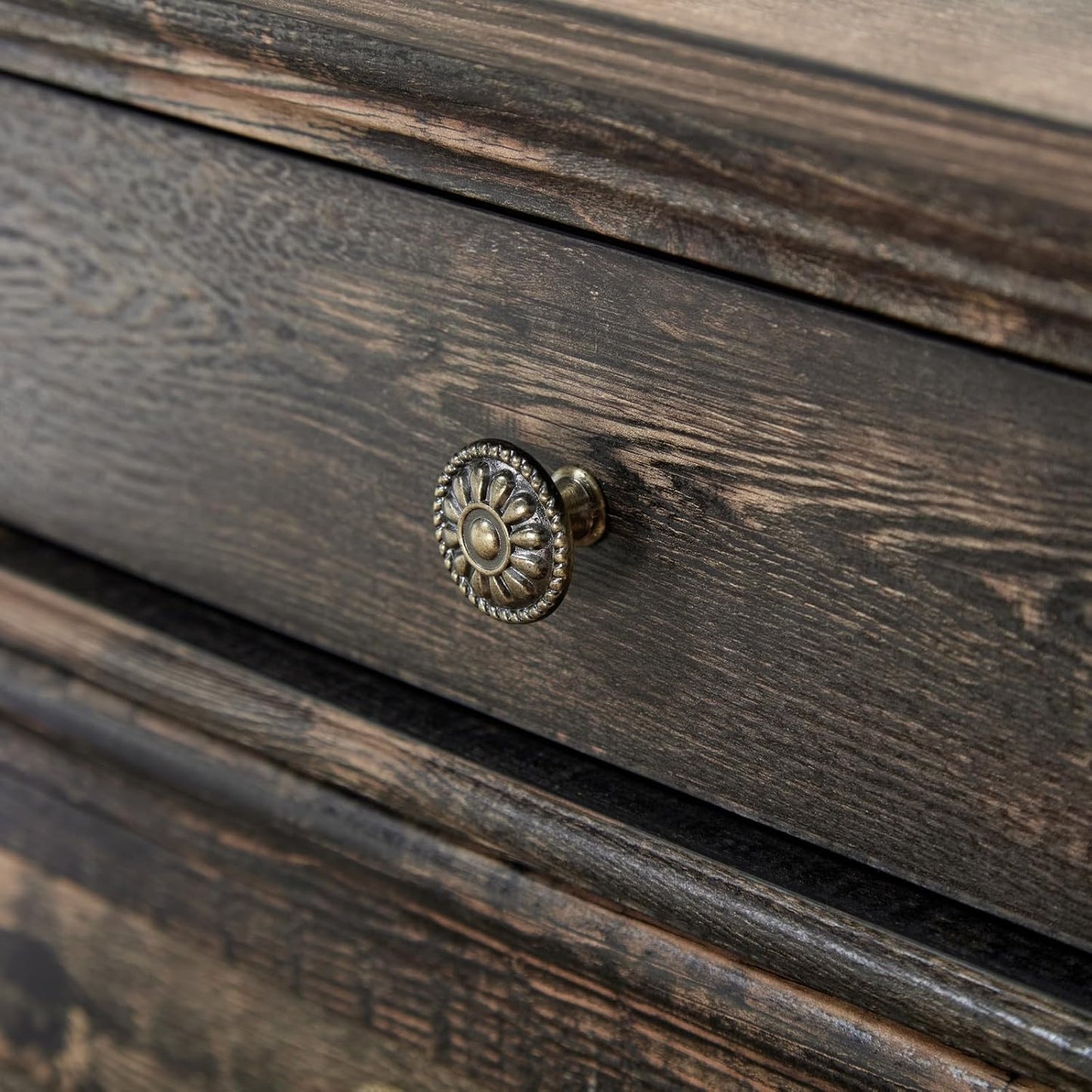 3 Drawers Farmhouse Rustic Thickened Wood Nightstands