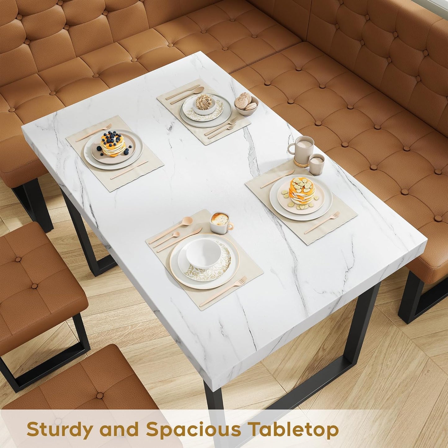 Brafabhome 71.6inch Corner Dining Breakfast Nook with Table and Bench Modern Table Set for Kitchen Dining Room