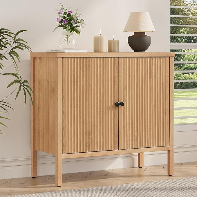 Fluted Sideboard Buffet Cabinet with Adjustable Shelves, Credenza Accent Cabinet with Blister Panel Doors, Console Cabinet for Living Room Dining Room Entryway