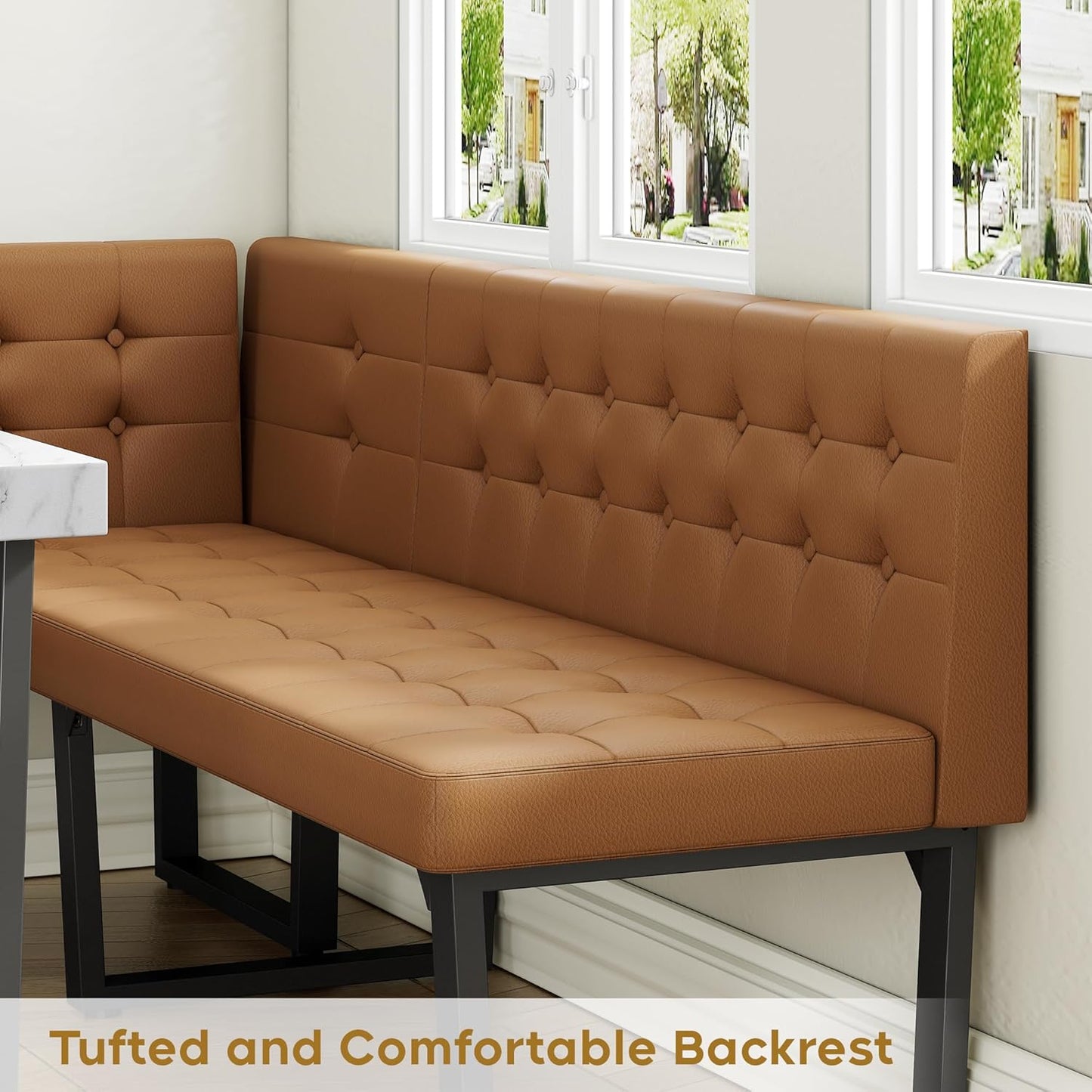 Brafabhome 71.6inch Corner Dining Breakfast Nook with Table and Bench Modern Table Set for Kitchen Dining Room