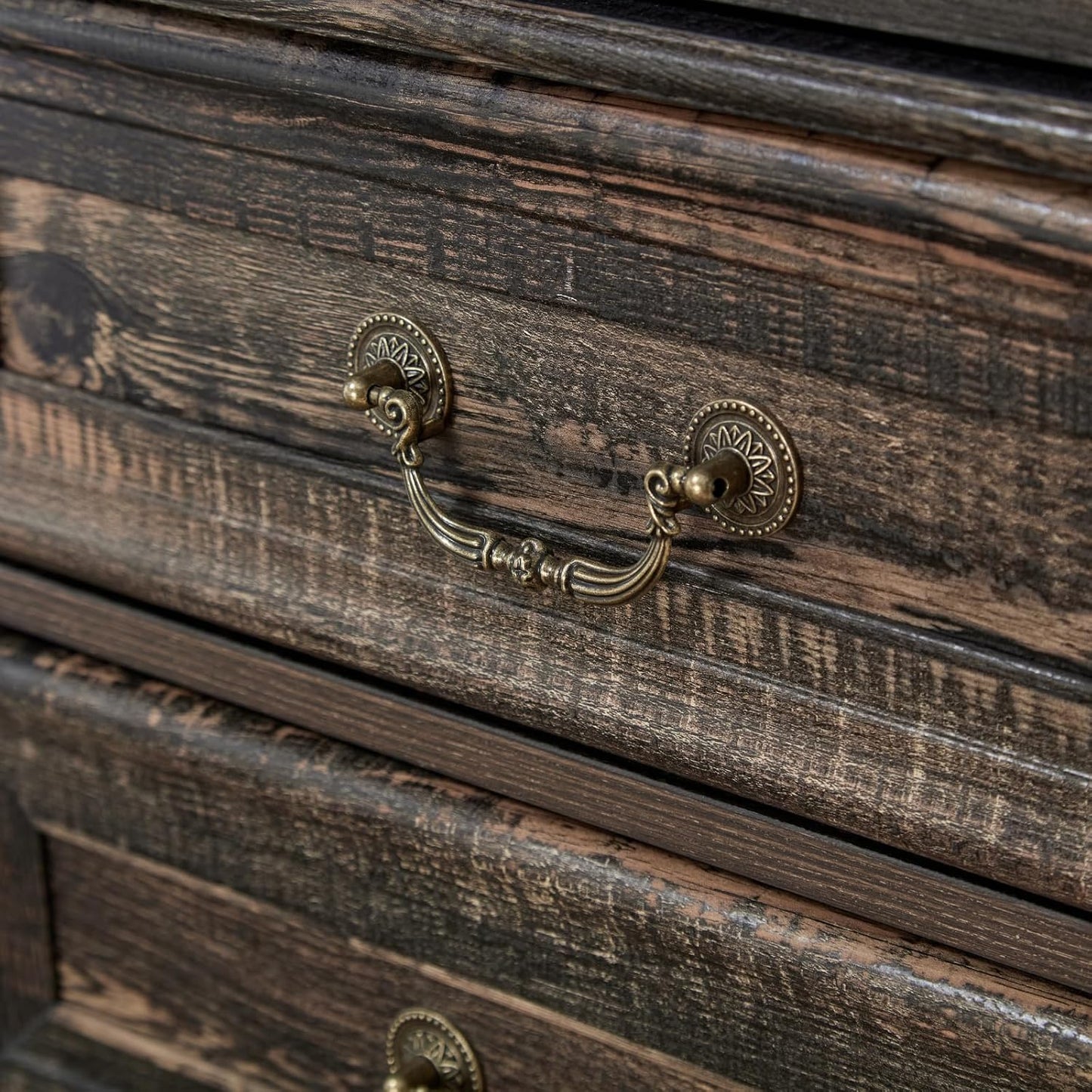 3 Drawers Farmhouse Rustic Thickened Wood Nightstands