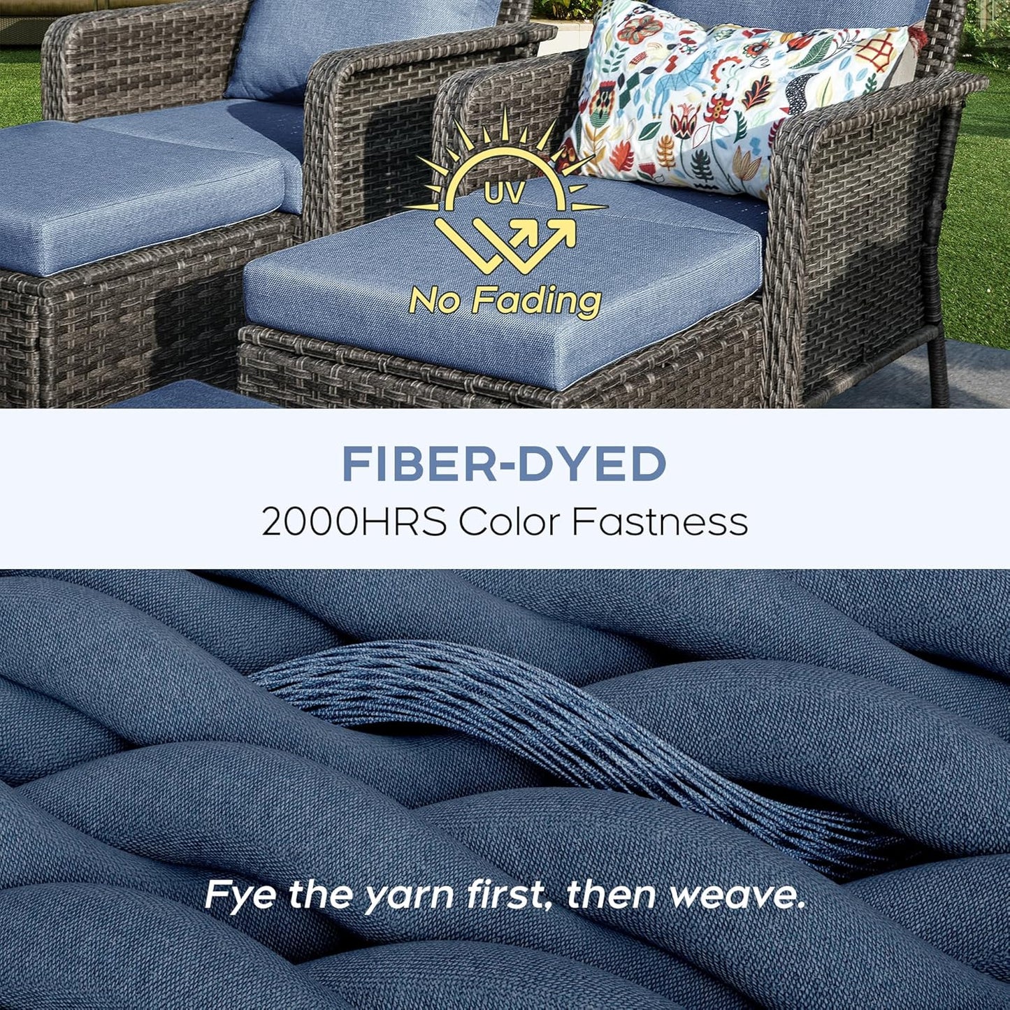 9 Seats Blue Patio Outdoor Conversation Sofa Set with Swivel Chair