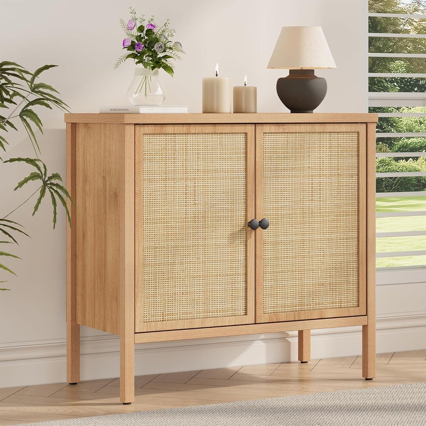 Fluted Sideboard Buffet Cabinet with Adjustable Shelves, Credenza Accent Cabinet with Blister Panel Doors, Console Cabinet for Living Room Dining Room Entryway
