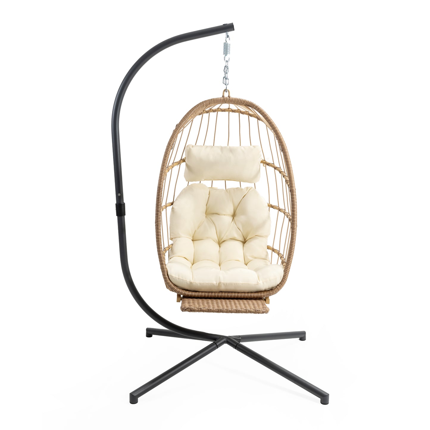 BRAFAB Outdoor Hammock Egg Hanging Chair with Cushion, Beige