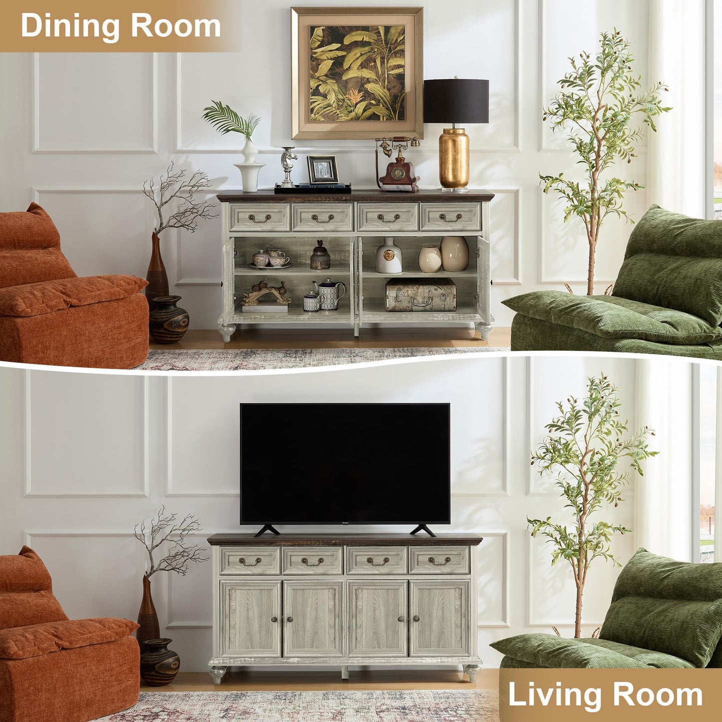 Brafabhome 62'' Buffet Cabinet with Storage,Large Sideboard Kitchen Cabinet with 4 Doors and 4 Drawer