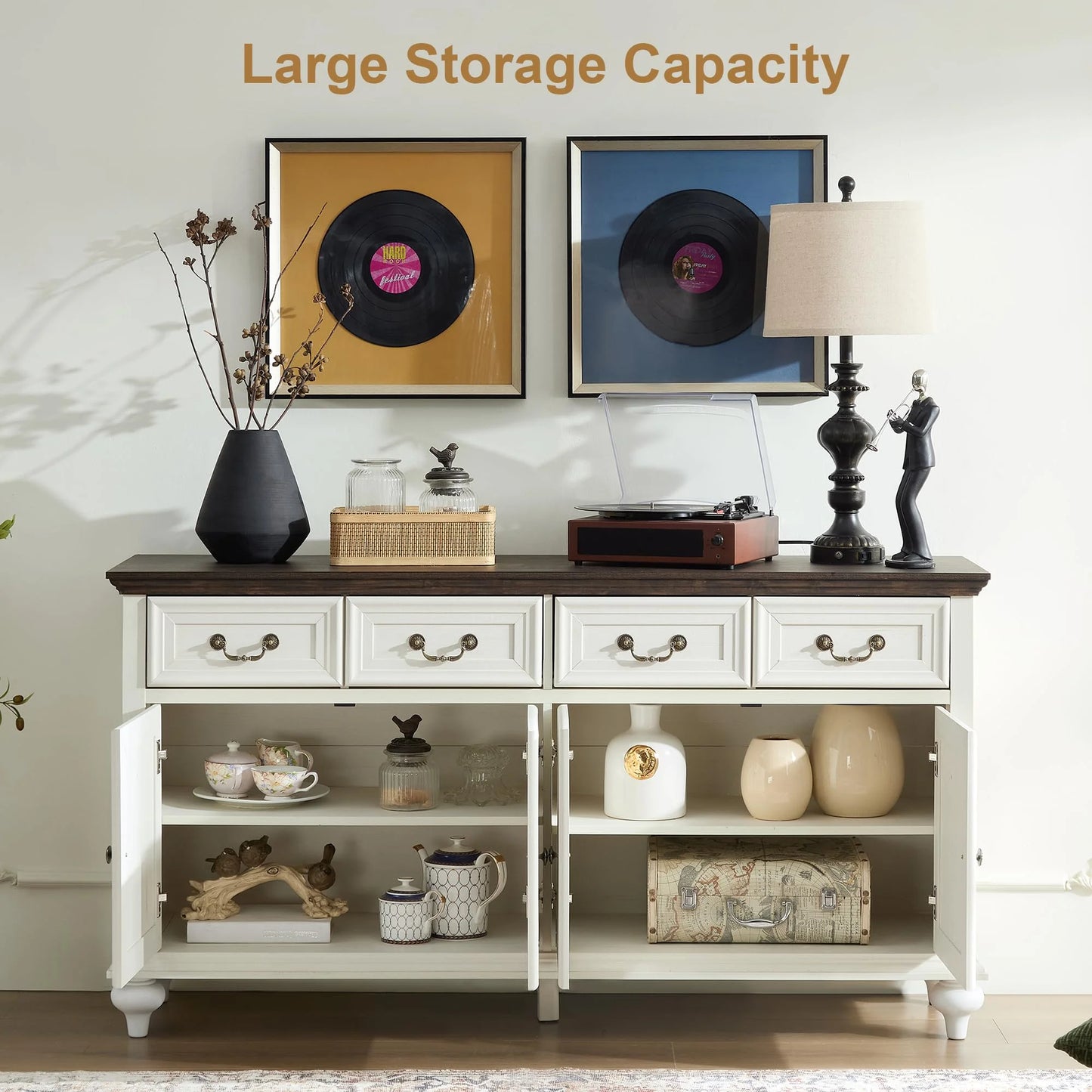 Brafabhome 62'' Buffet Cabinet with Storage,Large Sideboard Kitchen Cabinet with 4 Doors and 4 Drawer
