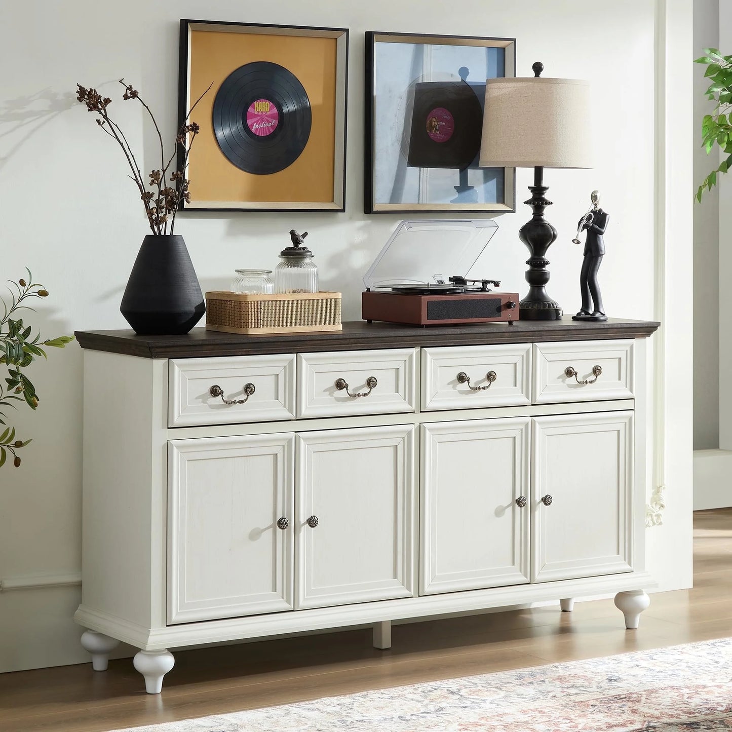 Brafabhome 62'' Buffet Cabinet with Storage,Large Sideboard Kitchen Cabinet with 4 Doors and 4 Drawer