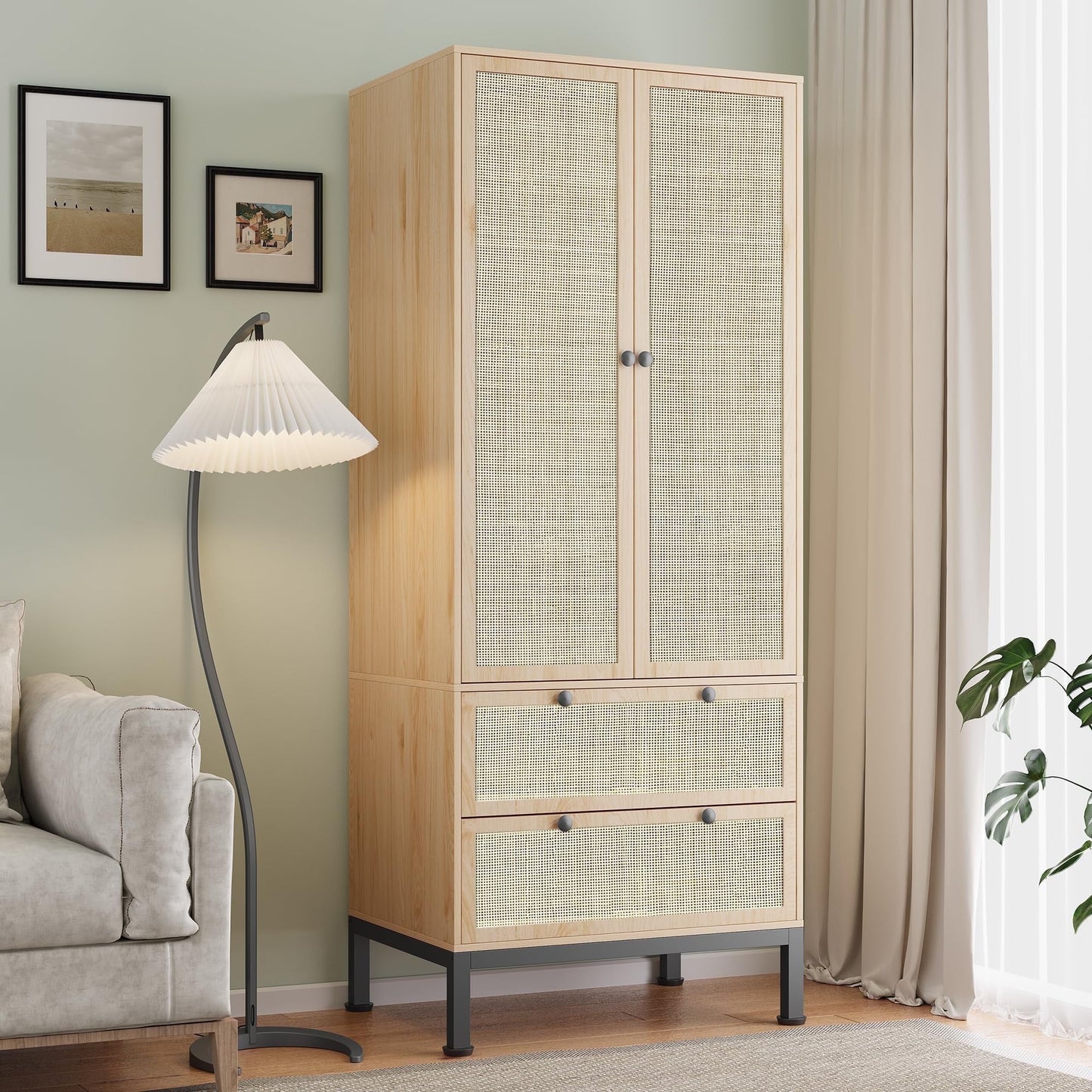 71" Modern Wooden Armoire Wardrobe Closet