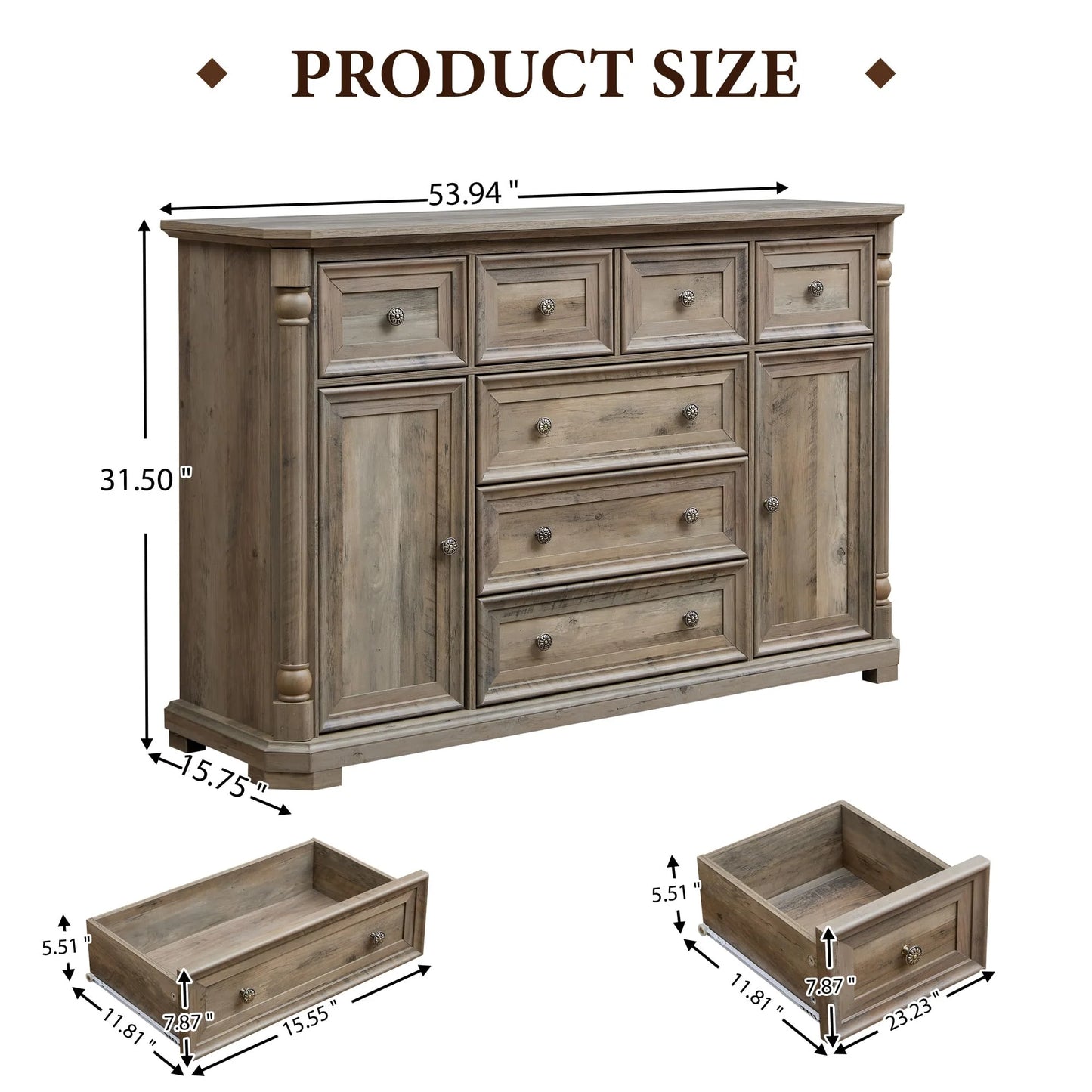 Brafabhome 62'' Buffet Cabinet with Storage,Large Sideboard Kitchen Cabinet with 4 Doors and 4 Drawer