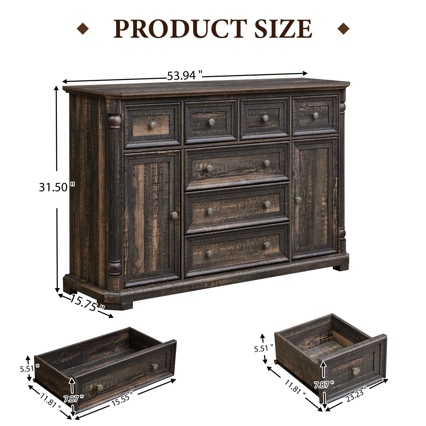 Brafabhome 62'' Buffet Cabinet with Storage,Large Sideboard Kitchen Cabinet with 4 Doors and 4 Drawer