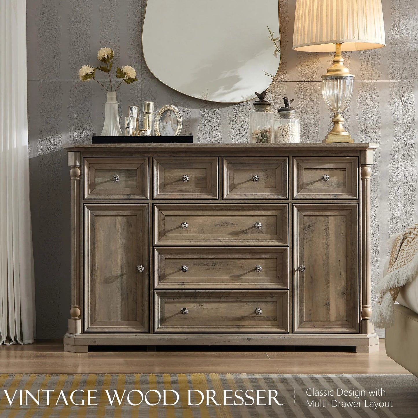 Brafabhome 62'' Buffet Cabinet with Storage,Large Sideboard Kitchen Cabinet with 4 Doors and 4 Drawer