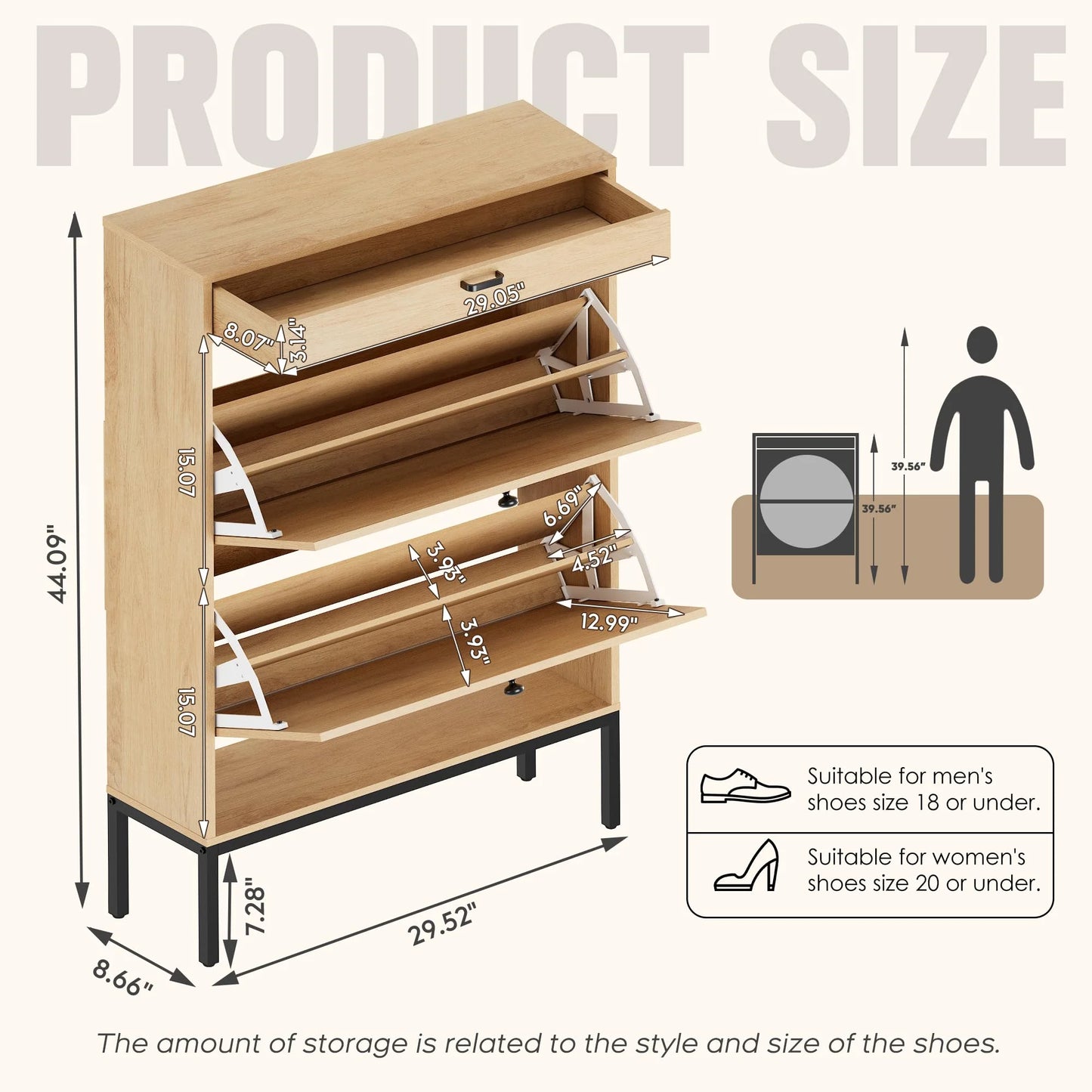 Brafabhome Shoe Storage Cabinet, Slim Entryway Upgraded Large Shoe Organizer with Rattan Doors