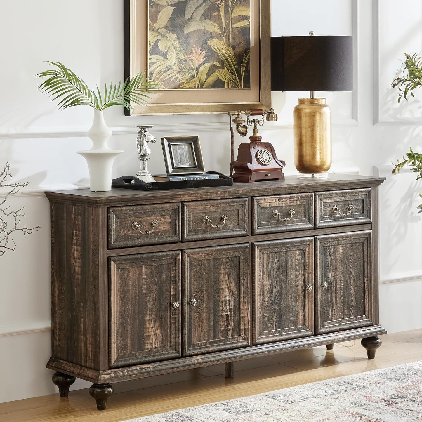 Brafabhome 62'' Buffet Cabinet with Storage,Large Sideboard Kitchen Cabinet with 4 Doors and 4 Drawer