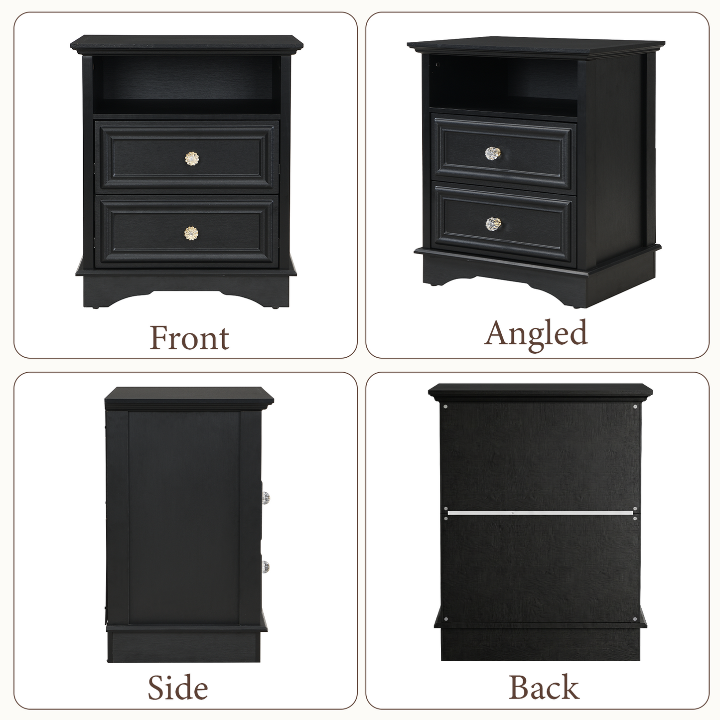 Brafabhome Farmhouse Mid Century Modern Nightstand, 2-Drawer 25" Tall Wood