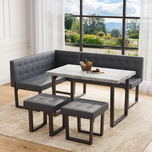 Brafabhome 71.6inch Corner Dining Breakfast Nook with Table and Bench Modern Table Set for Kitchen Dining Room
