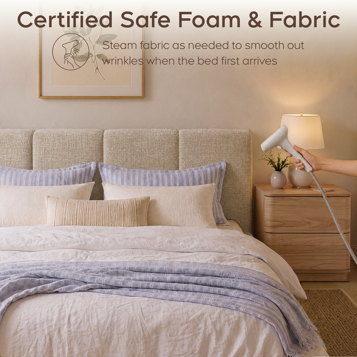 Brafabhome AirFrame Bed Frame with 6" Thick Headboard, Cloud Upholstered Platform Bed Frame with 5.1" Thick Upholstered Foam Frame, No Box Spring Needed, Easy Assembly