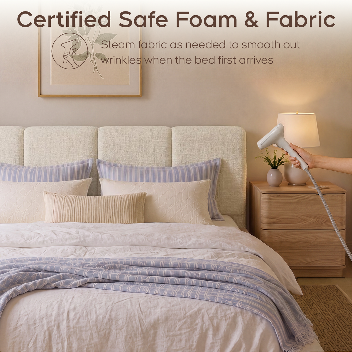 Brafabhome AirFrame Bed Frame with 6" Thick Headboard, Cloud Upholstered Platform Bed Frame with 5.1" Thick Upholstered Foam Frame, No Box Spring Needed, Easy Assembly