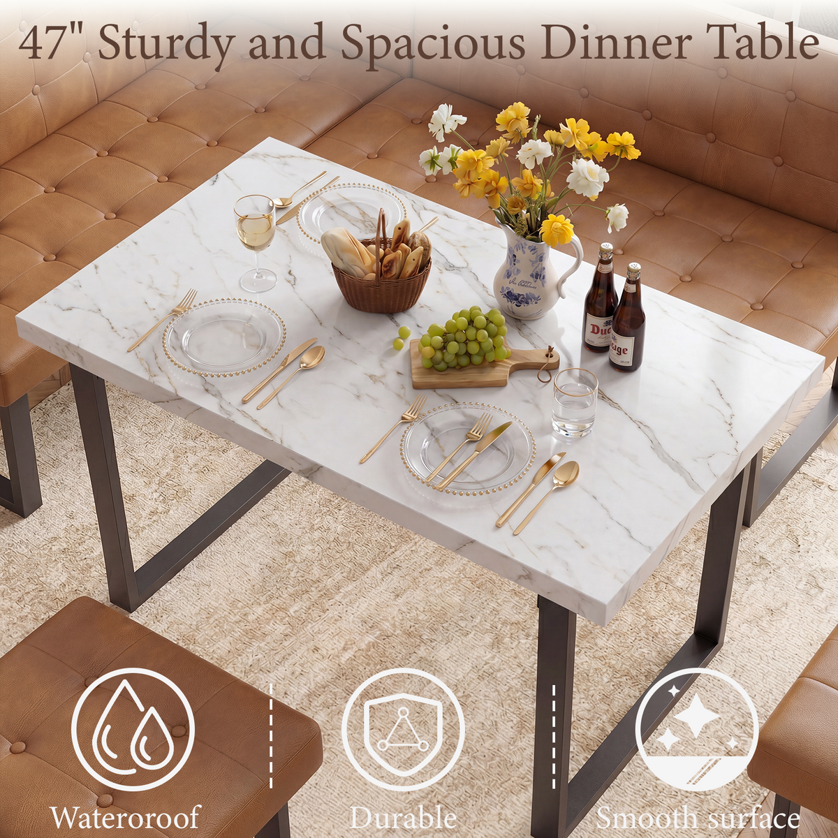 Brafabhome 71.6inch Corner Dining Breakfast Nook with Table and Bench Modern Table Set for Kitchen Dining Room