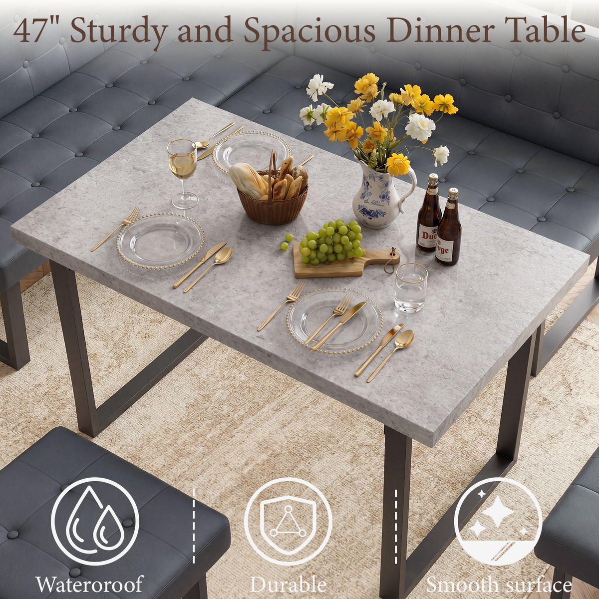 Brafabhome 71.6inch Corner Dining Breakfast Nook with Table and Bench Modern Table Set for Kitchen Dining Room
