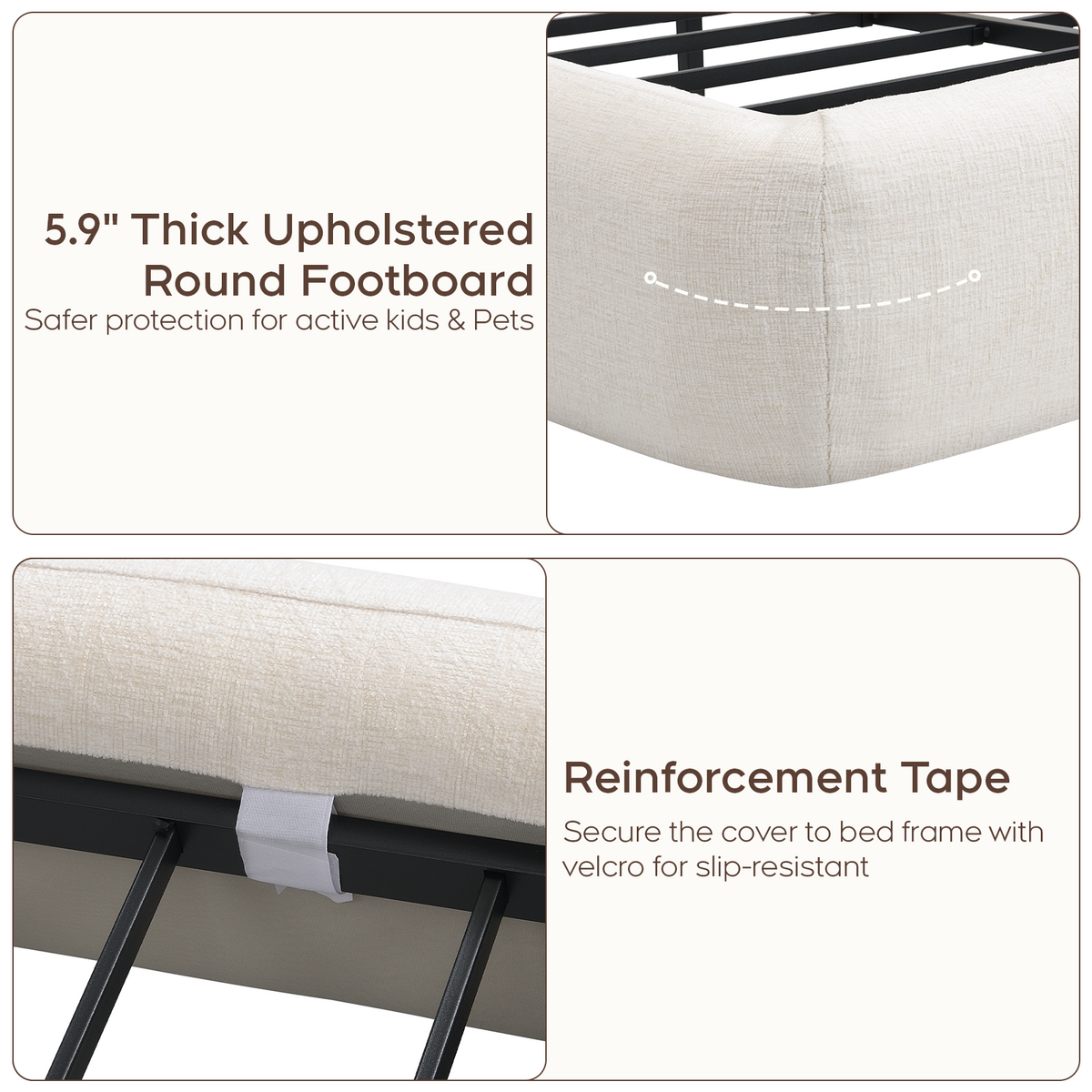 Brafabhome Cloud Bed Frame with 5.9" Thick Fully Padded Frame, Upholstered Platform Bed Frame with Wingback Headboard, Noise-Free, No Box Spring Needed, Easy Assembly