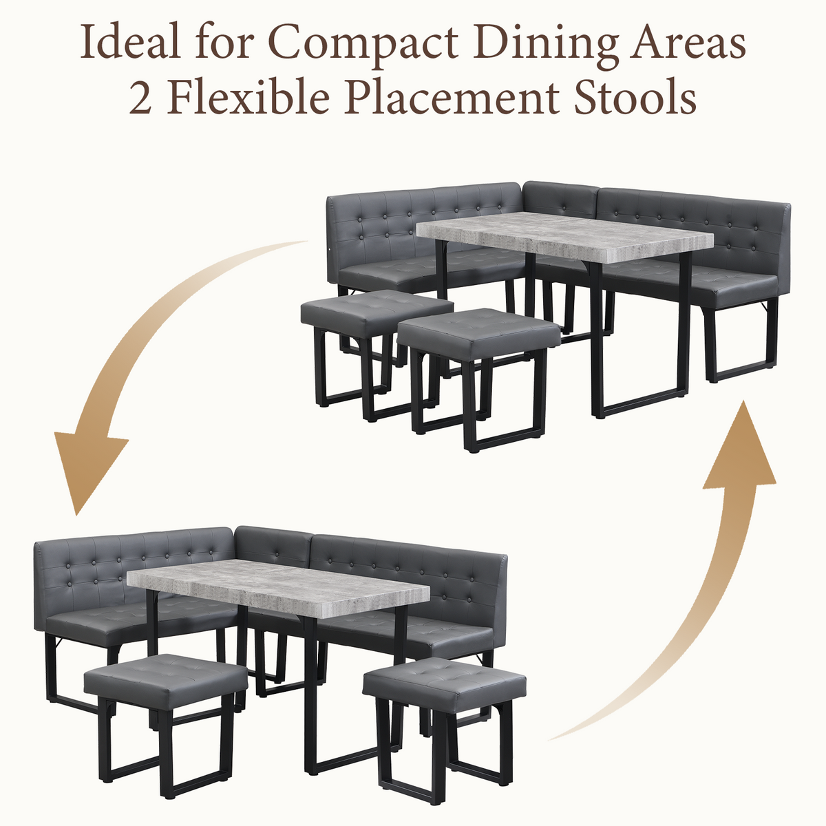 Brafabhome 71.6inch Corner Dining Breakfast Nook with Table and Bench Modern Table Set for Kitchen Dining Room