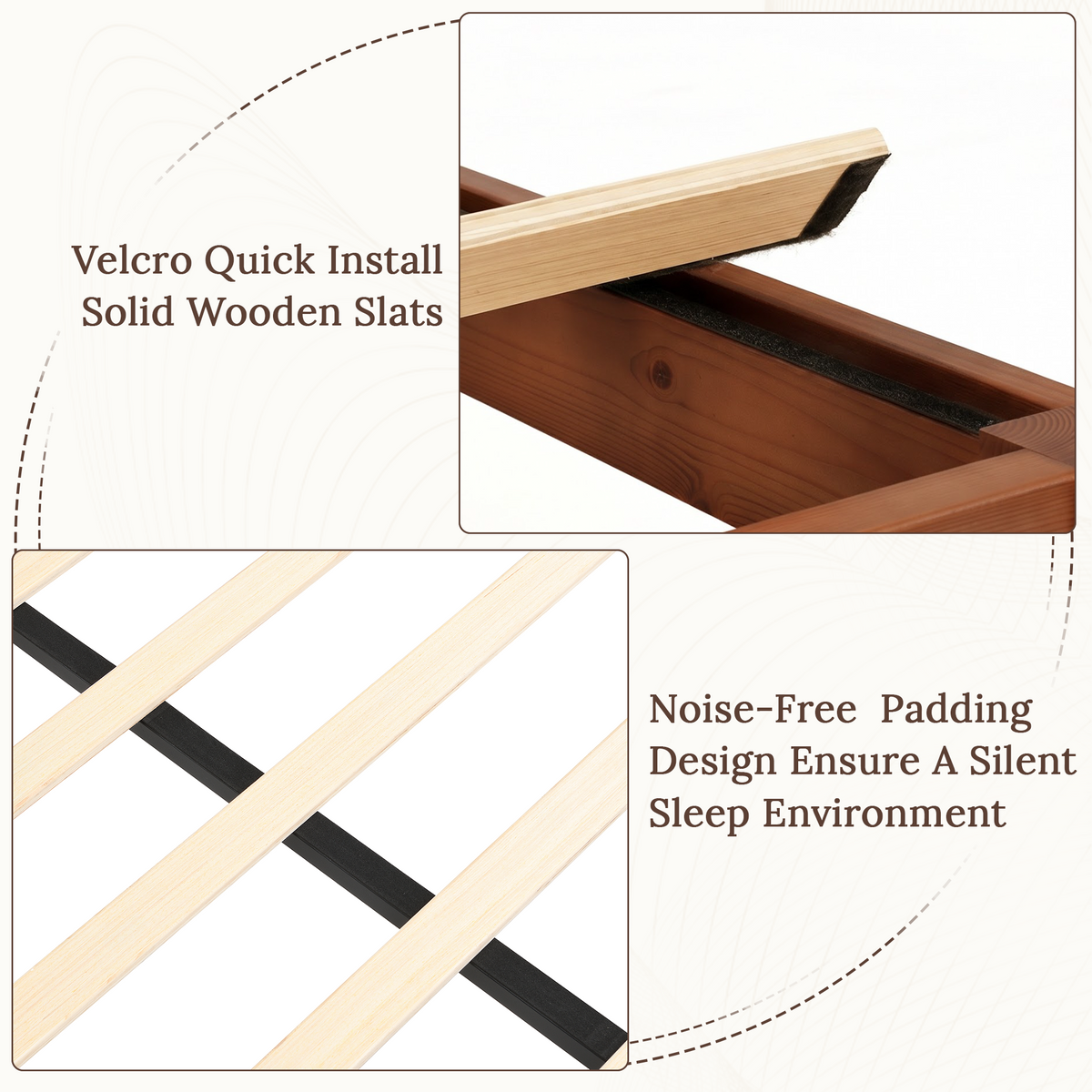 Brafabhome Bamboo Platform Bed Frame with Sturdy Support Legs, Joinery Bed Frame with Noise Free Solid Wood Slats, 4 Mattress Stoppers, No Box Spring Needed, Easy Assembly