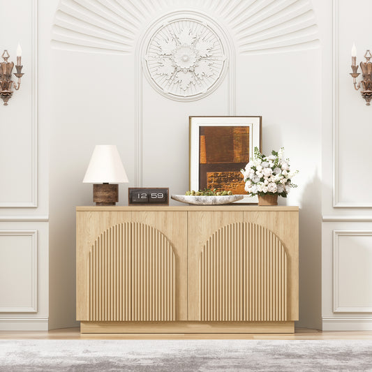 Brafabhome Accent Sideboards Buffet Cabinet with Arched Reeded Design Door, Modern Credenza Storage Cabinet with Adjustable & Removable Shelves for Living Room Bedroom Dinning Room